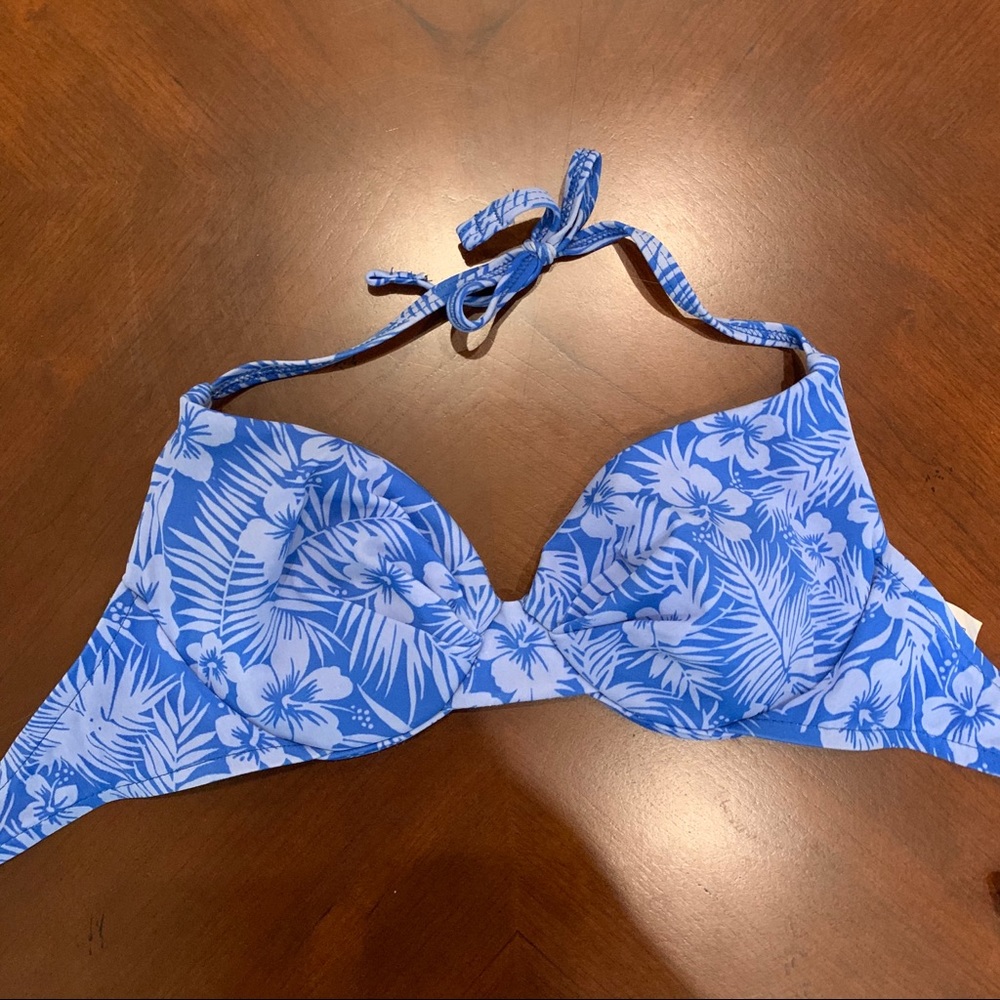 Cute Blue Tropical Bikini Top